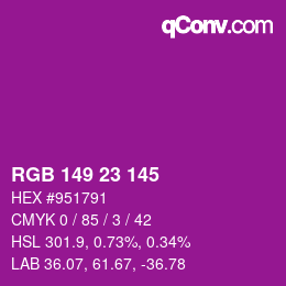 Color code: RGB 149 23 145 | qconv.com