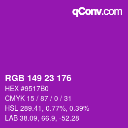 Color code: RGB 149 23 176 | qconv.com