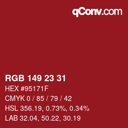Color code: RGB 149 23 31 | qconv.com