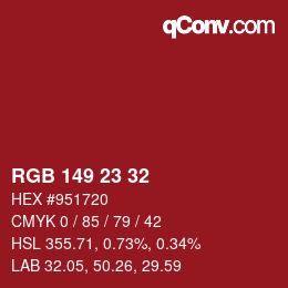 Color code: RGB 149 23 32 | qconv.com