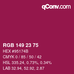Color code: RGB 149 23 75 | qconv.com