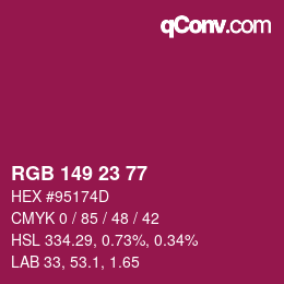 カラーコード: RGB 149 23 77 | qconv.com