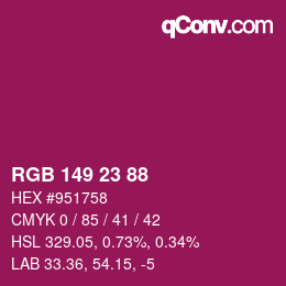 Color code: RGB 149 23 88 | qconv.com