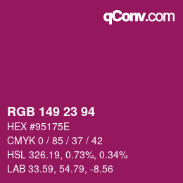 Color code: RGB 149 23 94 | qconv.com