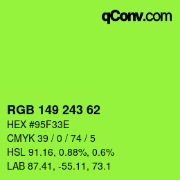 Color code: RGB 149 243 62 | qconv.com