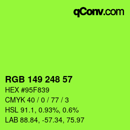 Color code: RGB 149 248 57 | qconv.com