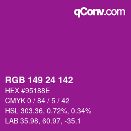 Color code: RGB 149 24 142 | qconv.com