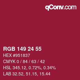 カラーコード: RGB 149 24 55 | qconv.com