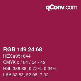 カラーコード: RGB 149 24 68 | qconv.com
