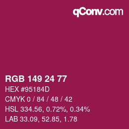颜色代码: RGB 149 24 77 | qconv.com