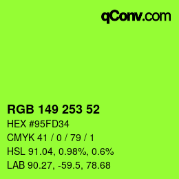 Color code: RGB 149 253 52 | qconv.com