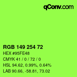 カラーコード: RGB 149 254 72 | qconv.com