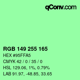 Color code: RGB 149 255 165 | qconv.com