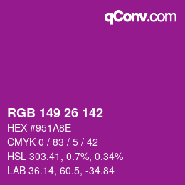 Color code: RGB 149 26 142 | qconv.com