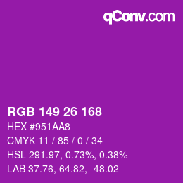 Color code: RGB 149 26 168 | qconv.com