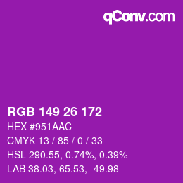 Color code: RGB 149 26 172 | qconv.com