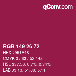 Color code: RGB 149 26 72 | qconv.com