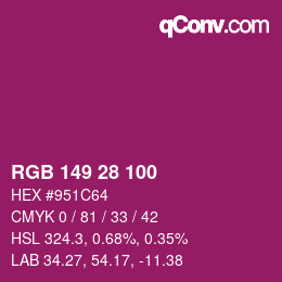 Color code: RGB 149 28 100 | qconv.com