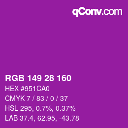 Color code: RGB 149 28 160 | qconv.com
