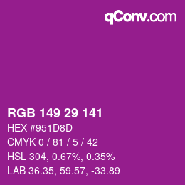 Color code: RGB 149 29 141 | qconv.com