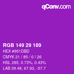 カラーコード: RGB 149 29 189 | qconv.com