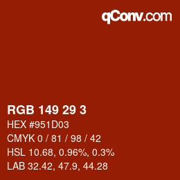Color code: RGB 149 29 3 | qconv.com