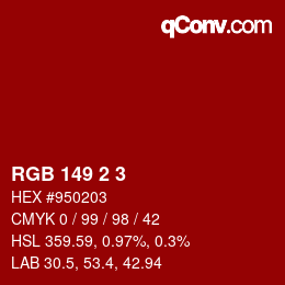 カラーコード: RGB 149 2 3 | qconv.com