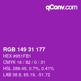 Color code: RGB 149 31 177 | qconv.com