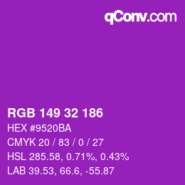 カラーコード: RGB 149 32 186 | qconv.com