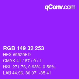 カラーコード: RGB 149 32 253 | qconv.com