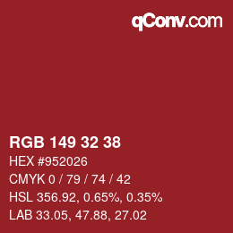 Color code: RGB 149 32 38 | qconv.com