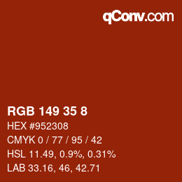 Color code: RGB 149 35 8 | qconv.com