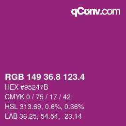 カラーコード: RGB 149 36.8 123.4 | qconv.com