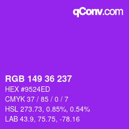 Color code: RGB 149 36 237 | qconv.com