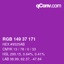 Color code: RGB 149 37 171 | qconv.com
