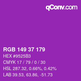 カラーコード: RGB 149 37 179 | qconv.com