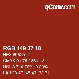 Farbcode: RGB 149 37 18 | qconv.com