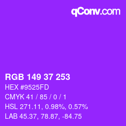 カラーコード: RGB 149 37 253 | qconv.com