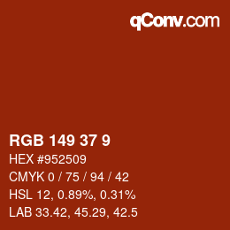 颜色代码: RGB 149 37 9 | qconv.com