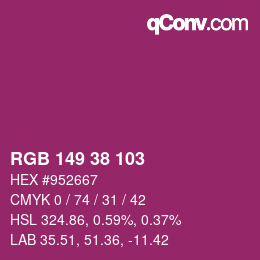 カラーコード: RGB 149 38 103 | qconv.com