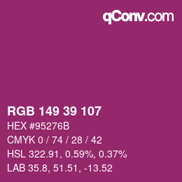 Color code: RGB 149 39 107 | qconv.com