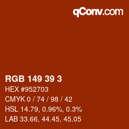 Color code: RGB 149 39 3 | qconv.com
