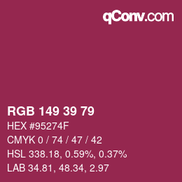 Color code: RGB 149 39 79 | qconv.com