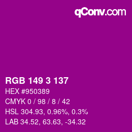 Color code: RGB 149 3 137 | qconv.com