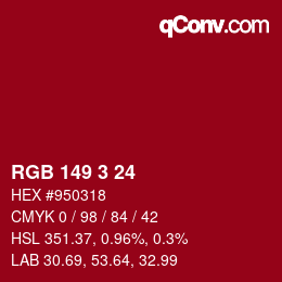Color code: RGB 149 3 24 | qconv.com