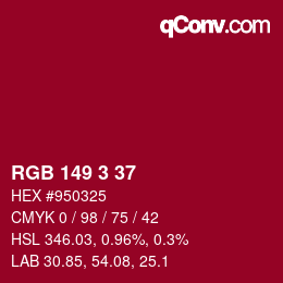 Color code: RGB 149 3 37 | qconv.com