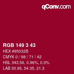 Color code: RGB 149 3 43 | qconv.com