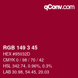 カラーコード: RGB 149 3 45 | qconv.com