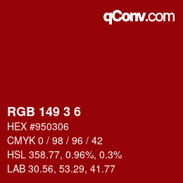 Color code: RGB 149 3 6 | qconv.com