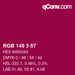 Color code: RGB 149 3 67 | qconv.com
